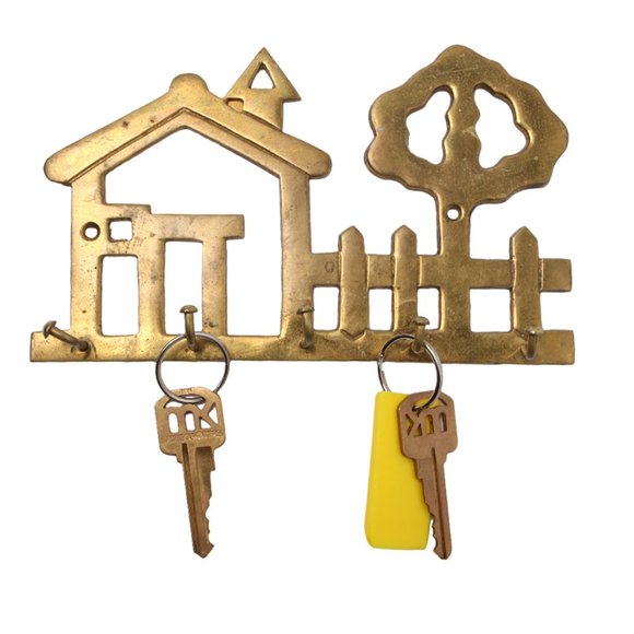 Vintage Accents Vintage Brass Key Rack Holder Wall Mount Metal Gold